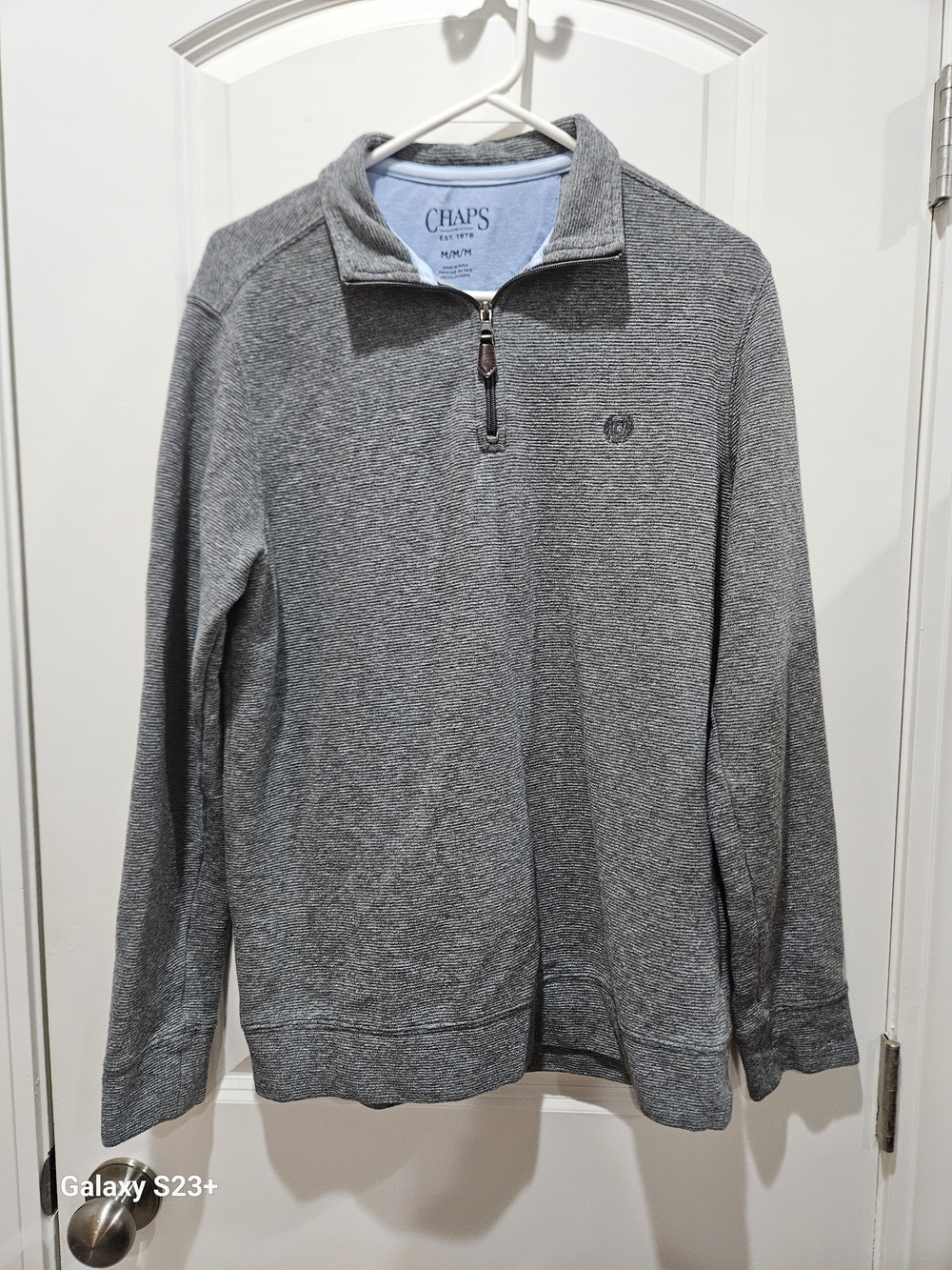 Chaps Gray Quarter-Zip Lightweight Shirt Jacket